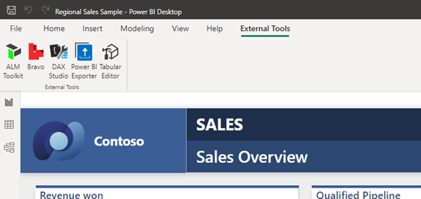 Open Bravo through Power BI Desktop on the external tools pane