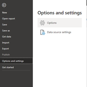 Power BI Options and settings