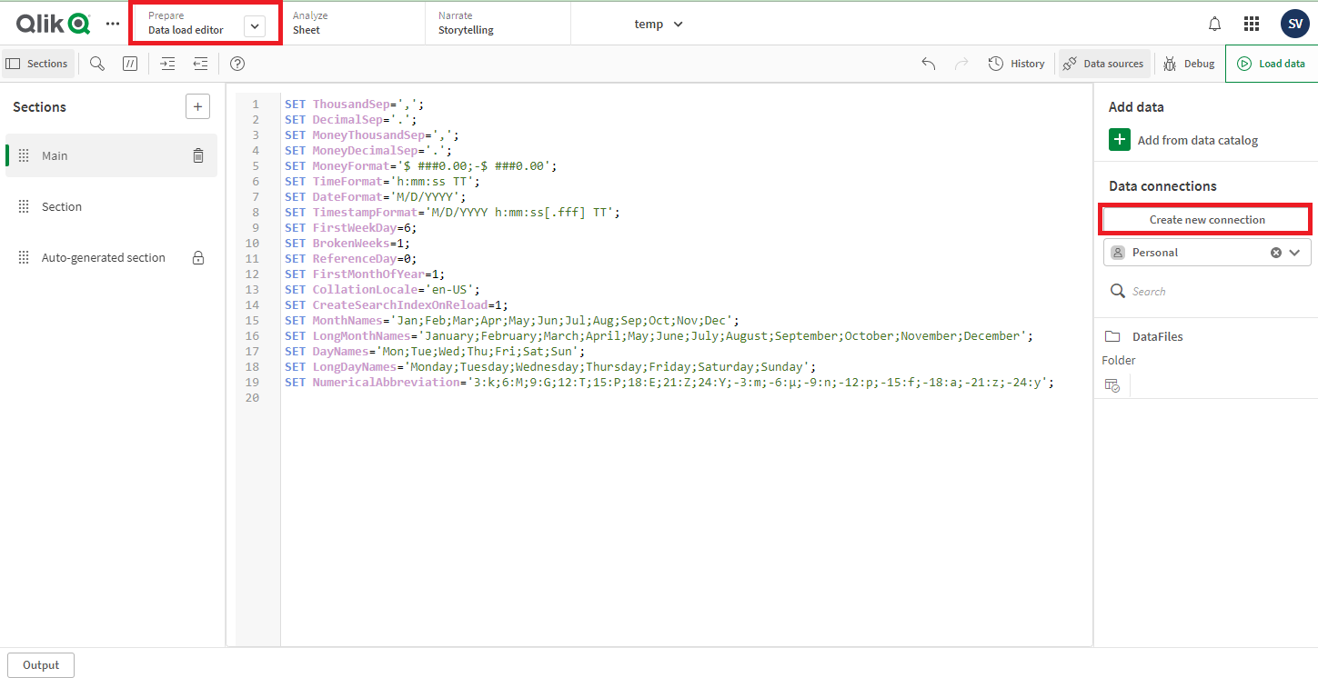 Picture 1 - Data Load Editor