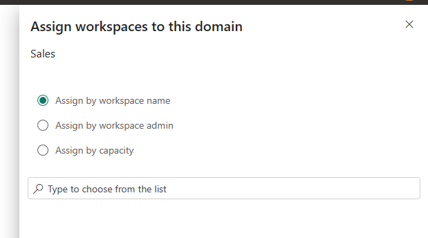 Assign workspaces to Domains