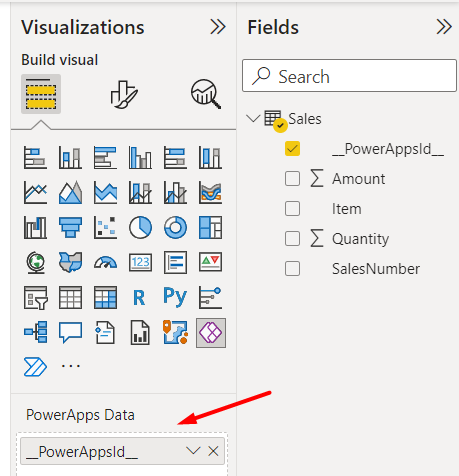 Enter data with Power Apps in Power BI Data Fields Pane