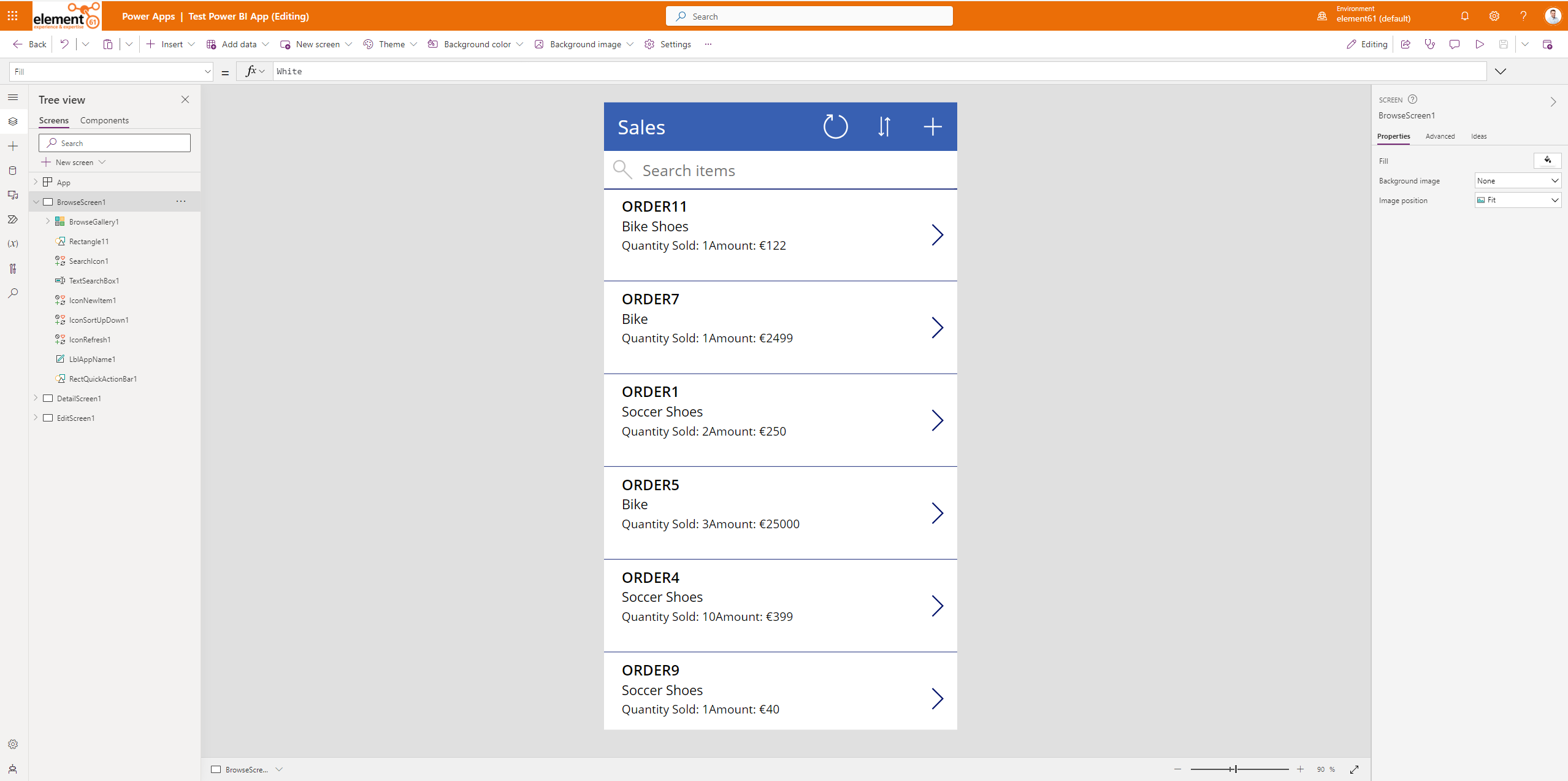 Enter data with Power Apps in Power BI Development Power App