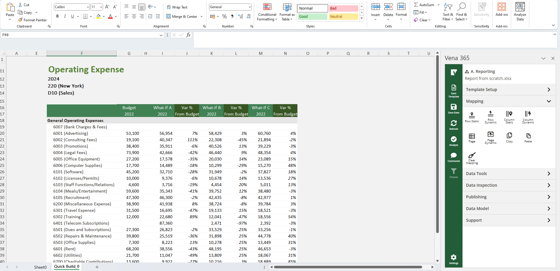 Nicely formatted report, fully connected with Vena’s database