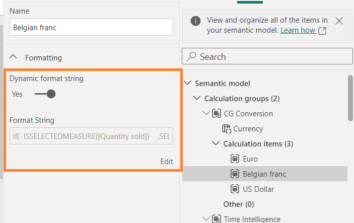 Dynamic measure format string