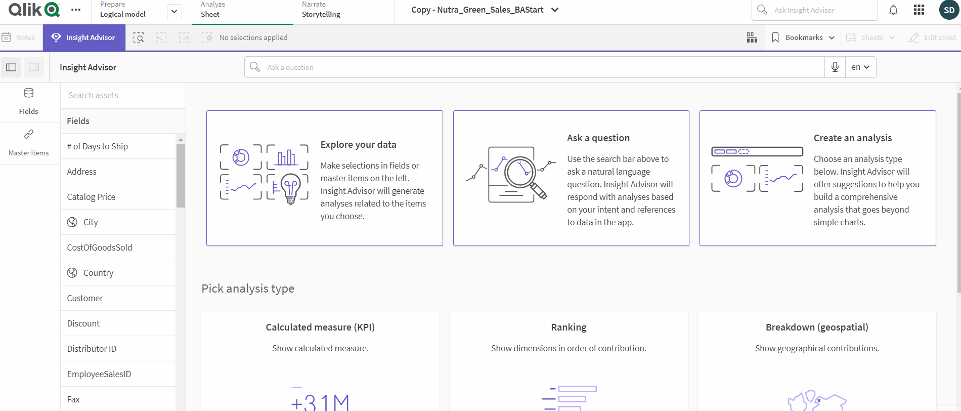 	Example Custom Analysis