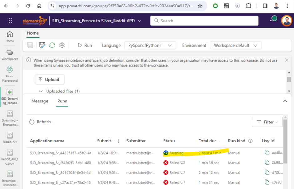 Continuously running