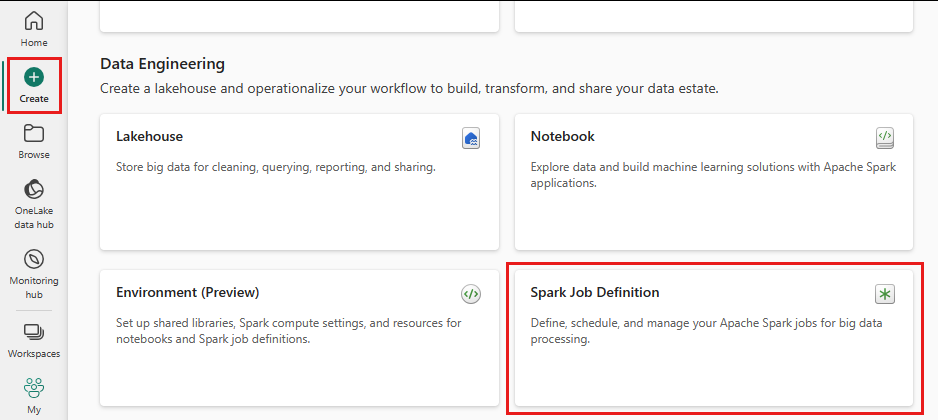 Create Spark Job Definition