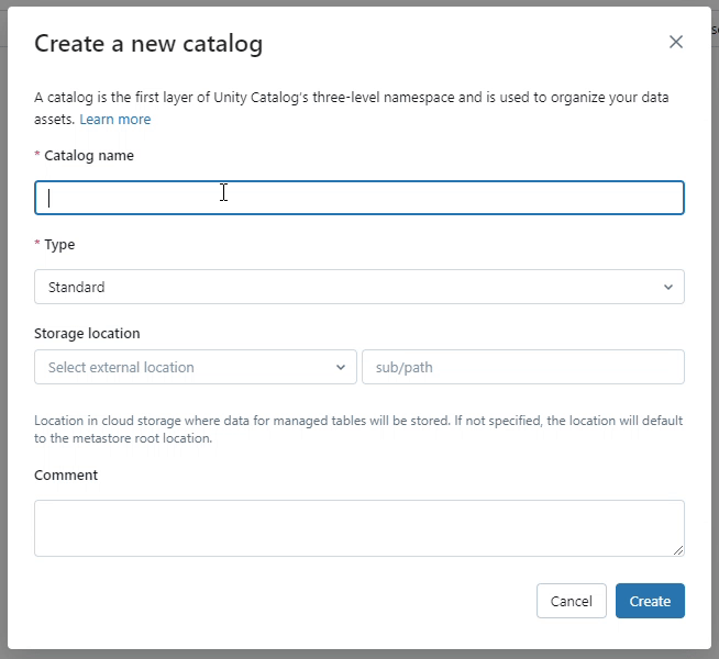 create a foreign catalog