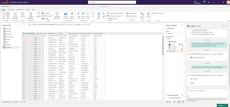 Copilot in gen2 - add capital letters to customer