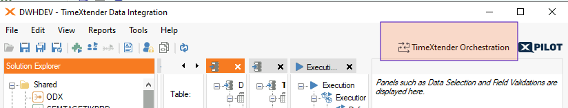 TimeXtender data integration screenshiot - orchestrator link in TDI