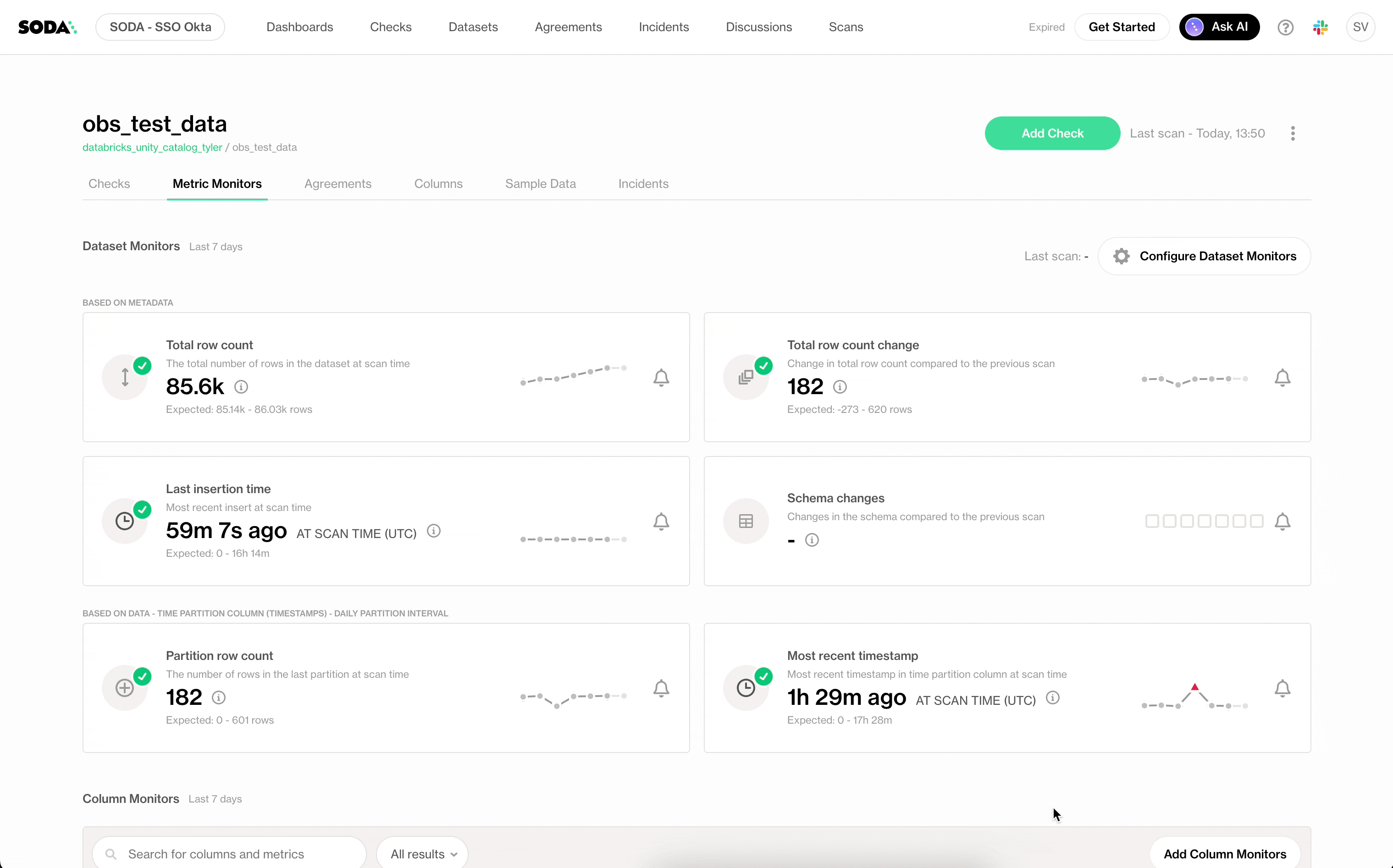 Soda Metrics Observability