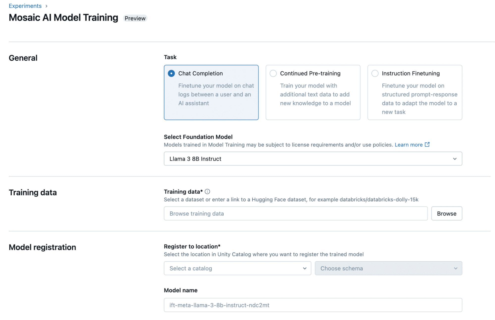Mosaic AI Model Training