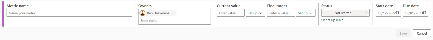 Power BI Scorecard Metrics - configuring a goal