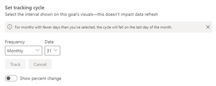Power BI Scorecard Metrics - configure goal tracking cycle