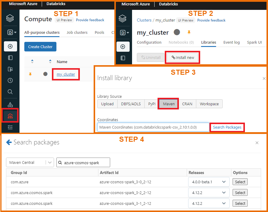 Use the right package in Databricks to connect to Cosmos DB 